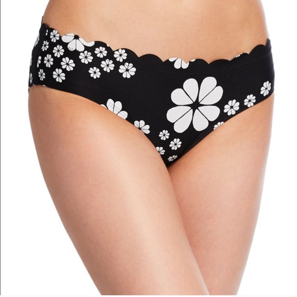 Kate Spade scalloped black white bikini bottom L